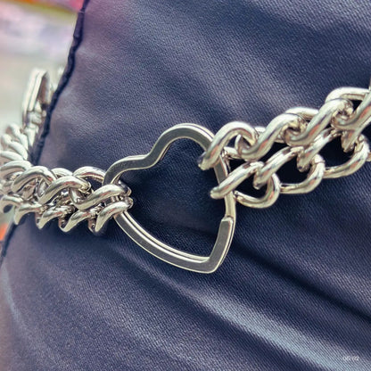 Cadena Para Billetera Y Pantalón Diseño De Corazón Plateado Liso