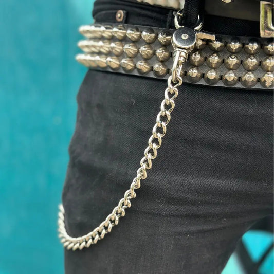 Cadena Para Billetera Y Pantalón Doble Mosquetón Plateado