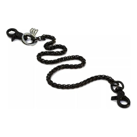 Cadena Negra Doble Mosquetón Acero Inoxidable Negro Desgastado