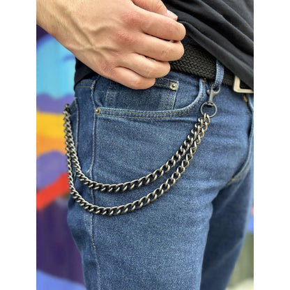 Doble Cadena Color Negro Para Pantalón O Billetera  Negro