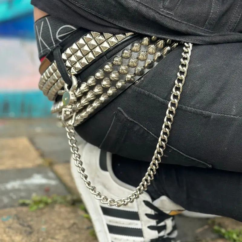 Cadena Para Billetera Y Pantalón Doble Mosquetón Plateado