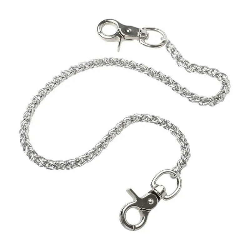Cadena Para Billetera Y Pantalón Doble Mosquetón Plateado