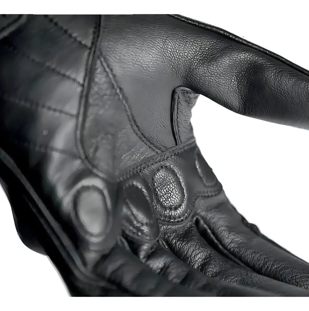 Guantes Moto Icon Pursuit Cuero Negro Perforado con Protector Nudillos Negro
