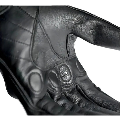 Guantes Moto Icon Pursuit Cuero Negro Perforado con Protector Nudillos Negro