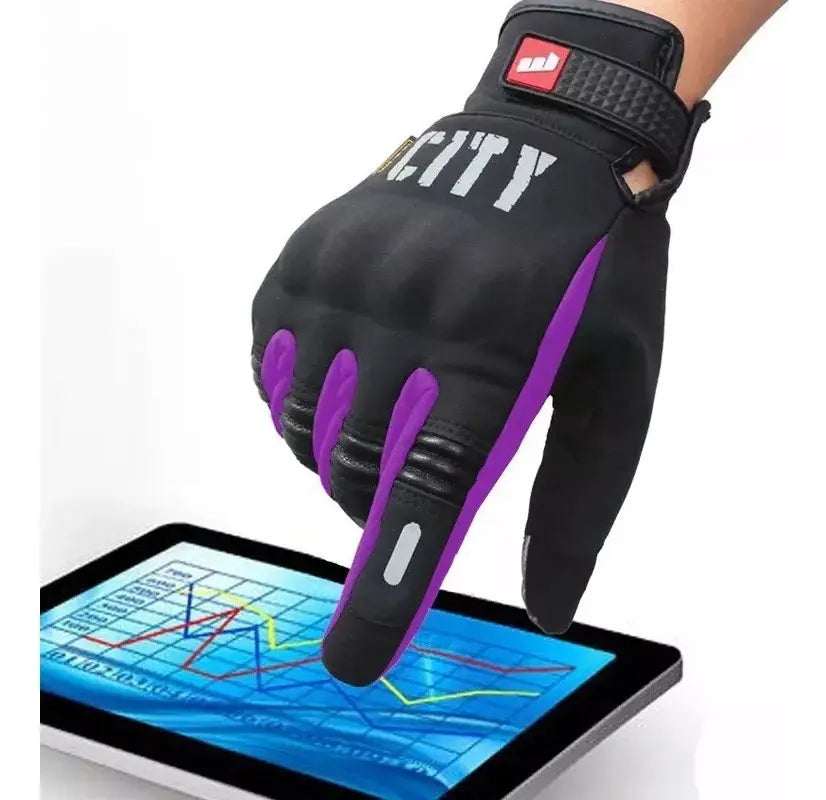Guantes Para Moto Protecciones Madbike City Morado