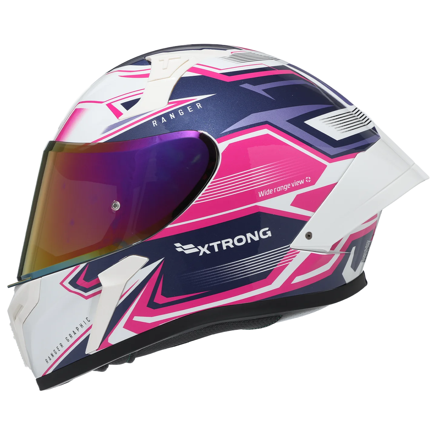 Casco Xtrong XTR-Ranger Racecraft Blanco Brillo Visor Morado Dorado - Principal