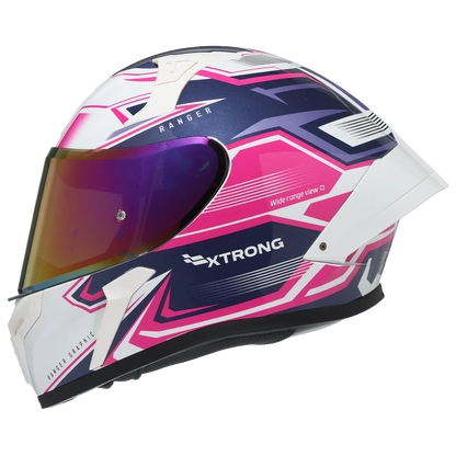 Casco Xtrong XTR-Ranger Racecraft Blanco Brillo Visor Morado Dorado - Principal