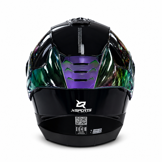 X-Sports M73 Negro Brillo Morado - Atrás