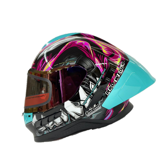 Casco Integral Pro Rider Frontier Dientes Azul Celeste - Principal