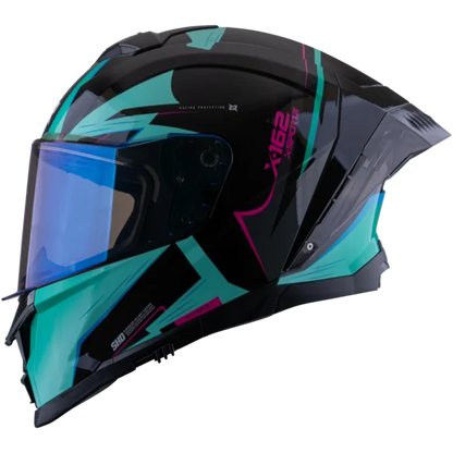 Casco Integral X-Sports X-162 Turquesa/Rosa Brillante - Vista Principal